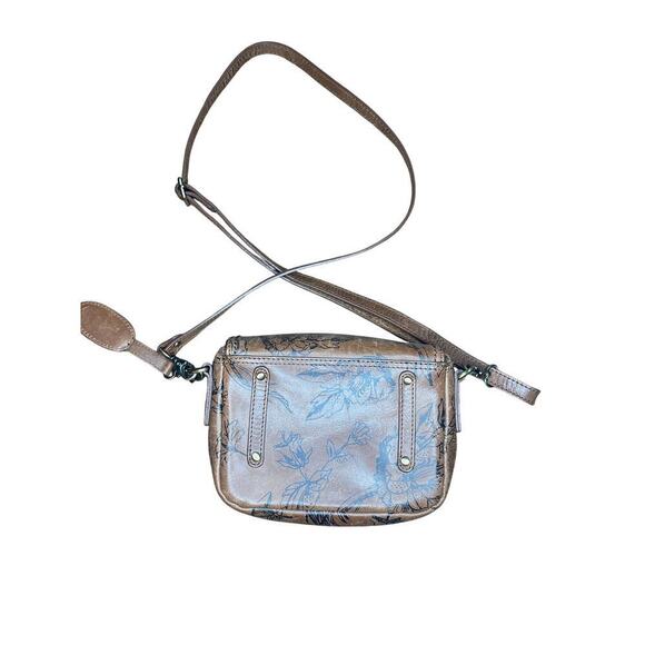 Born Brown Whimsical Festival Floral Print Leather Crossbody Purse - Picture 3 of 6